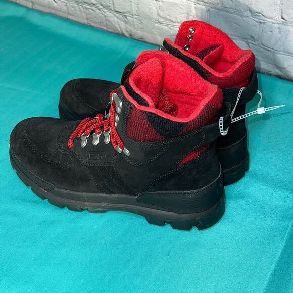 POLO RALPH LAUREN Oslo Tactical‎ Boot Black Suede Leather with Red Buffalo Check - Picture 5 of 12